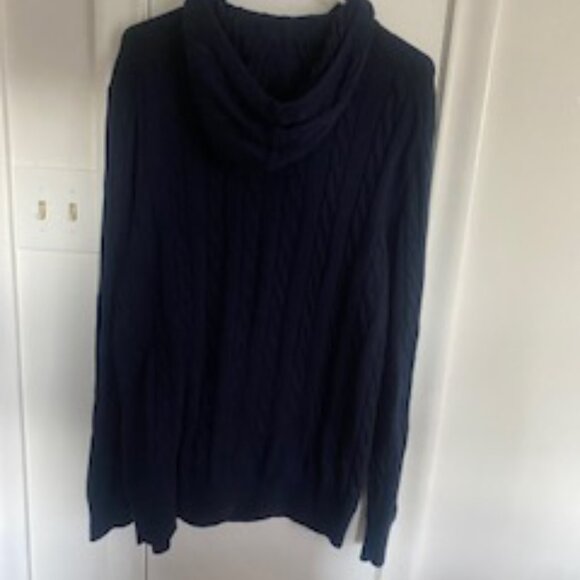 Brooks Brothers Hoodie Sweater Mens L Navy Blue Cotton Cable Knit Classic NWT - Picture 7 of 8